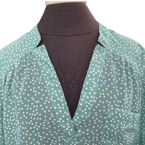 Maurices mint green with polka dots sheer blouse - Picture 4 of 6